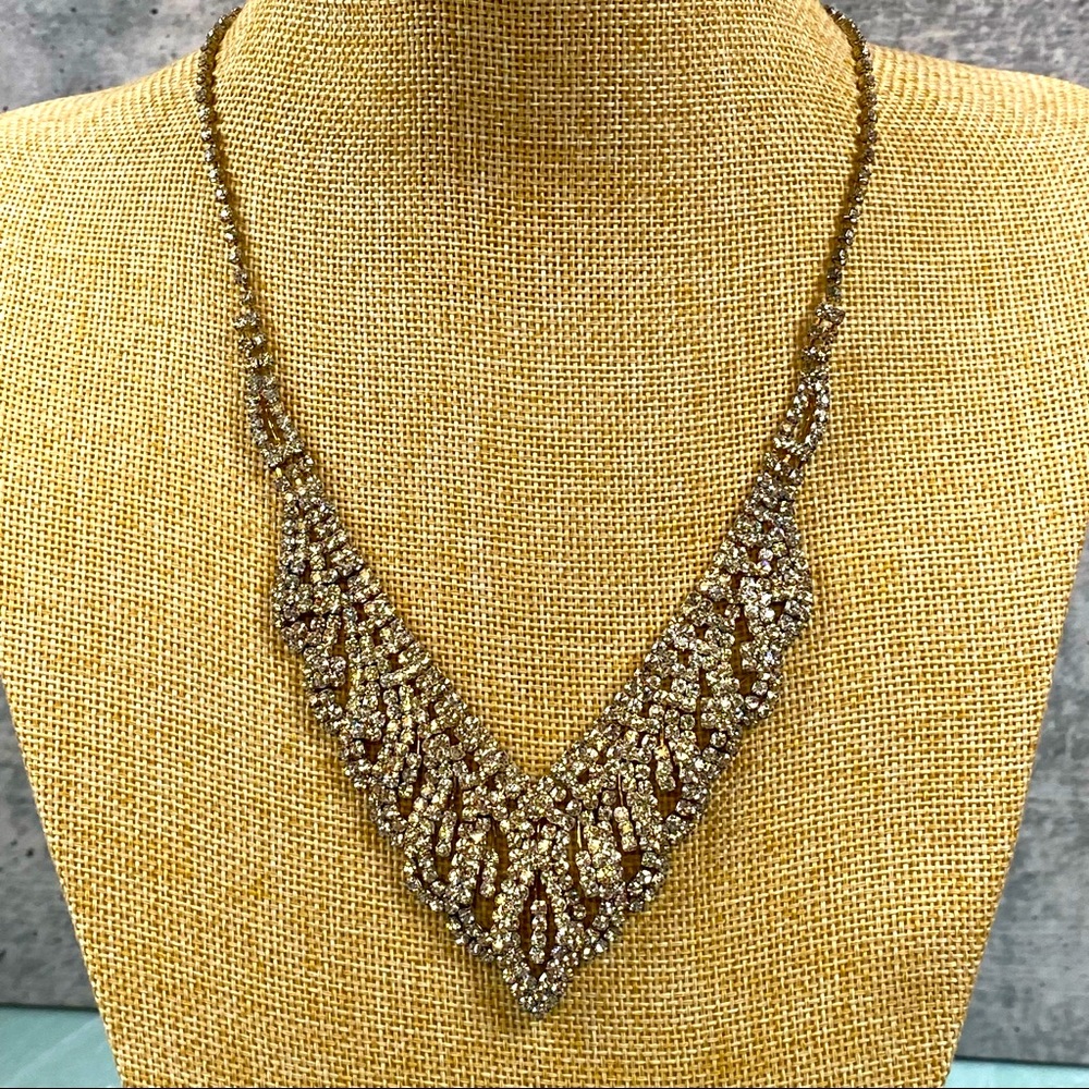 Christina Collection silver and clear stone bib necklace